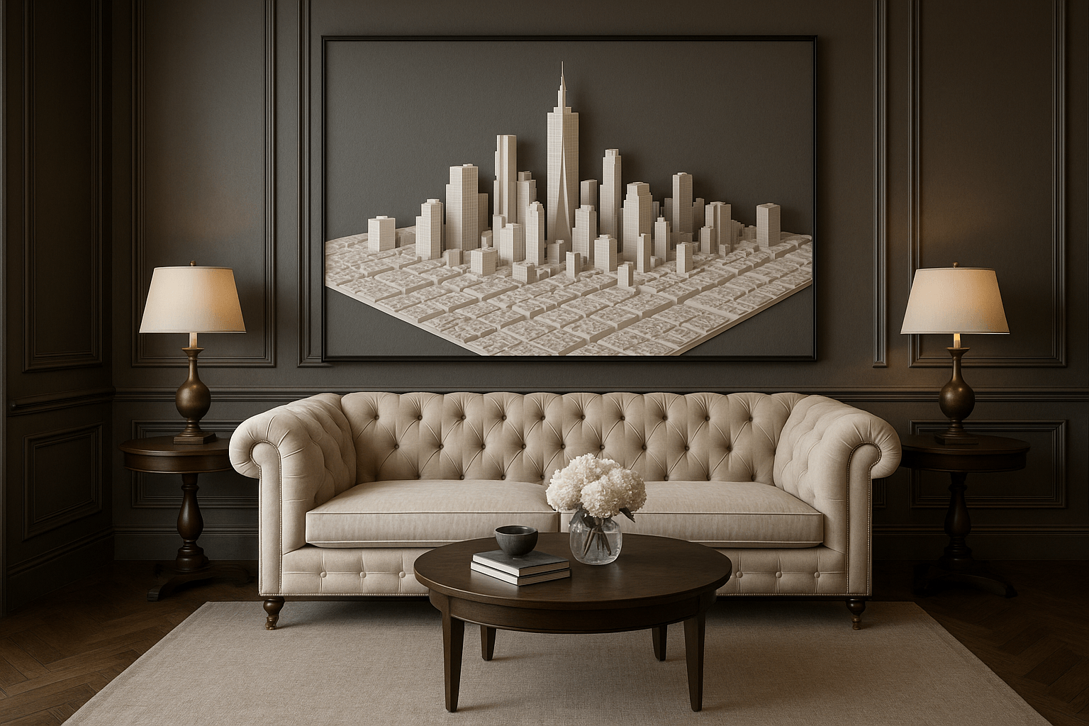 3D City Map in elegant living room
